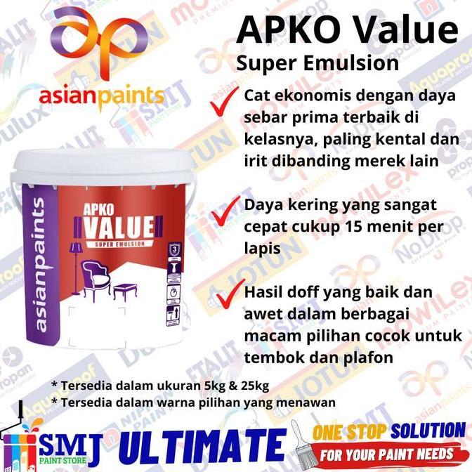 CAT TEMBOK INTERIOR APKO VALUE SUPER EMULSION 25 KG
