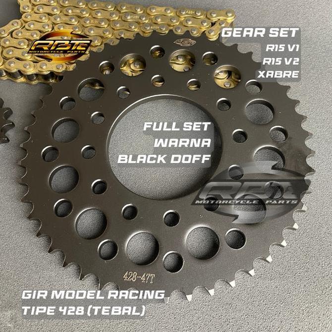NEW GEAR GIR SET PAKET R15 V1 V2 XABRE R15-OLD 15T 47T 428H ORI