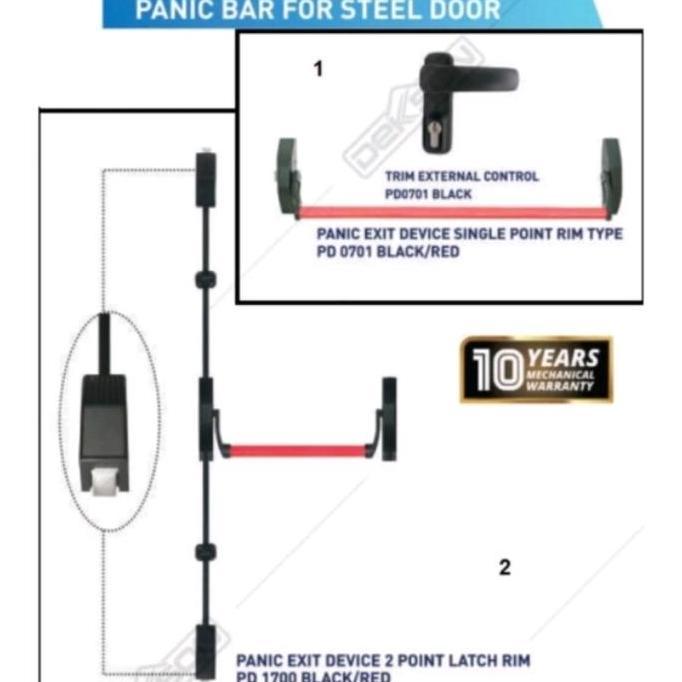 Panic Bar Dekson PD0701 Black Red / Handle Panic Door Dekson PD0701
