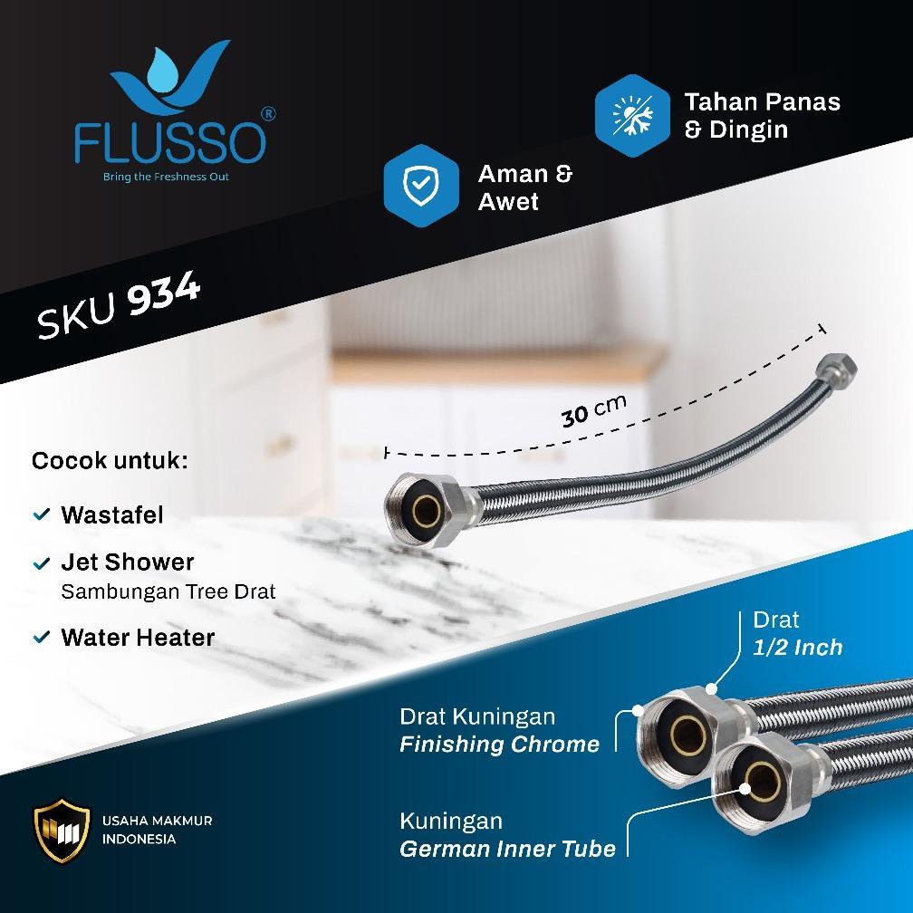 BIG SALE FLUSSO Selang Anyam Black Air Panas Dingin Selang Water Heater Original