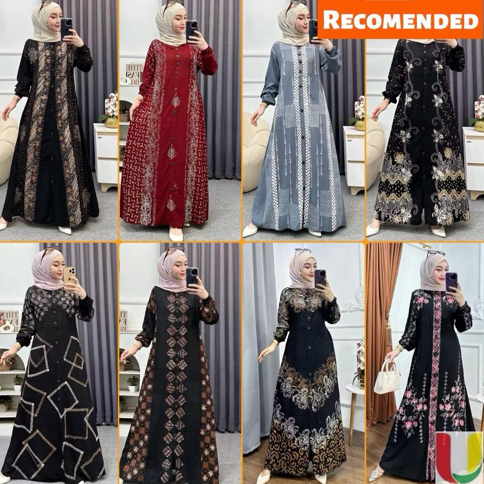 Batik Usman - Gamis Twill Rayon Premium Model Kancing Terbaru Jumbo Syari Kekinian Batik Cap