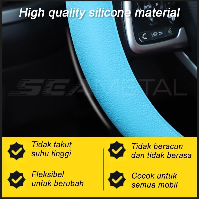 CUCI GUDANG SEAMETAL Cover Stir Mobil Universal Bahan Silicon Sarung Stir Mobil Silikon 30-40cm 38cm