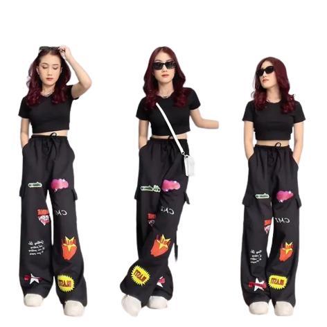 Sale One Set Jogger Baju Crop Top Wanita | Setelan Korean Imut Seksi