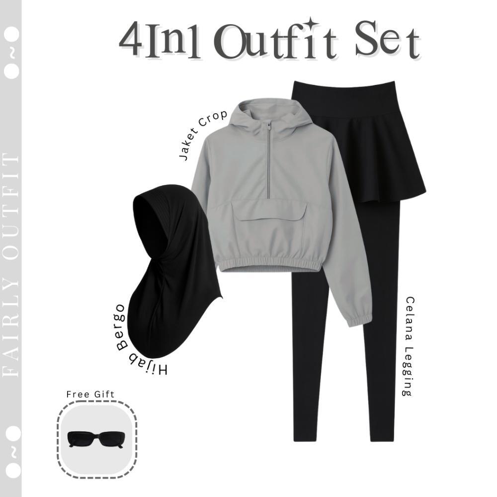 Gratong Nana Set Outfit Sporty Wanita  ( Hijab + Jacket + Rok ) One Set Olahraga - Fs42