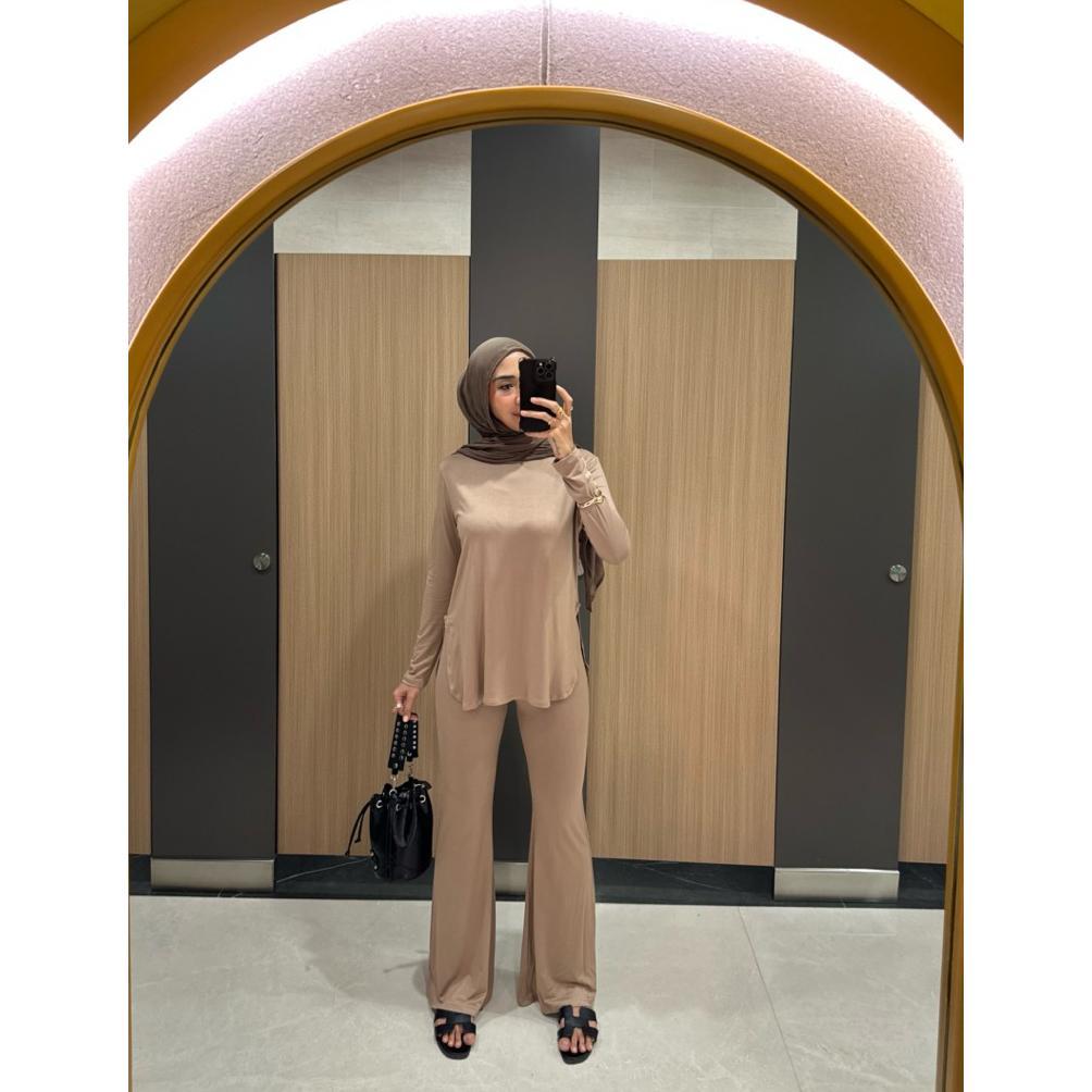 Grade Ori Dc Grosir  - Obelia Set Setelan Wanita Bahan Kaos Rayon Baju Dan Celana Oneset Lengan Panj