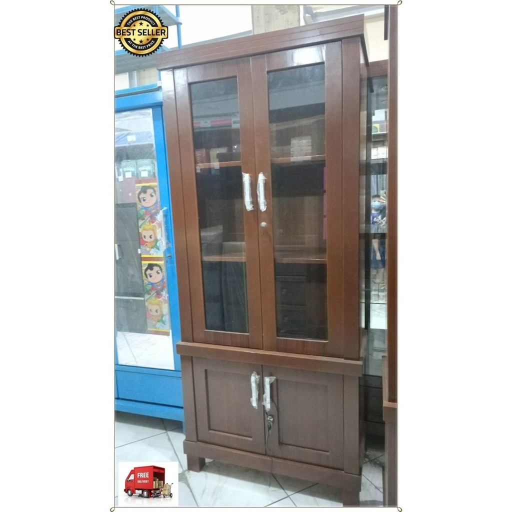 Lemari Hias / lemari rak buku / rak buku pajangan / buffet 2 pintu kayu blotic