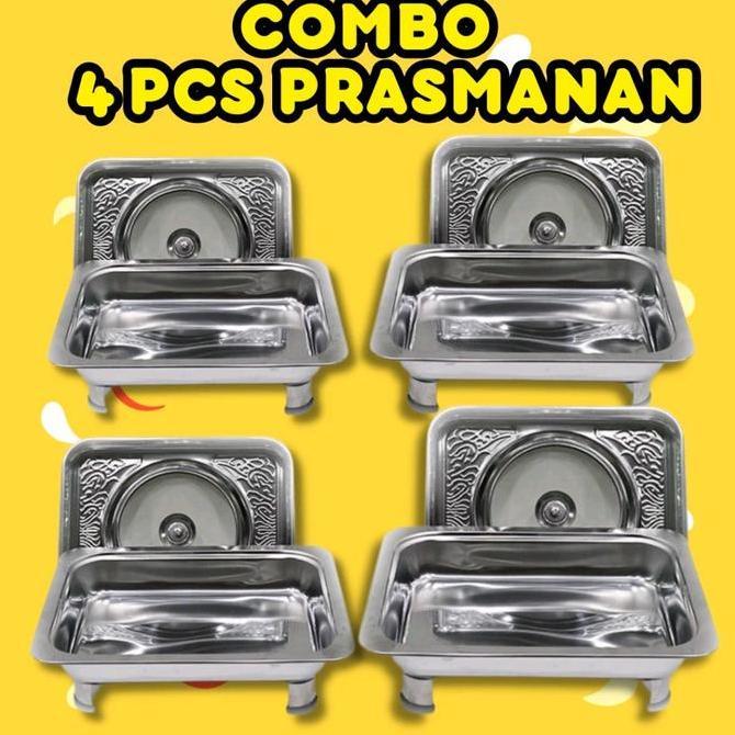 PAKET HEMAT 4PCS ALAT PRASMANAN STAINLESS / WADAH SAJI MAKANAN PRASMANAN TUTUP KACA / TUTUP KOMBINAS