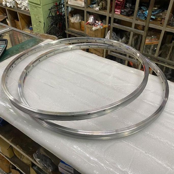Velg Rims 700c PLATINUM 36 Hole Rim Brake Alloy Double Wall Silver Chrome 36H Mata Ikan ETRTO 630 Do