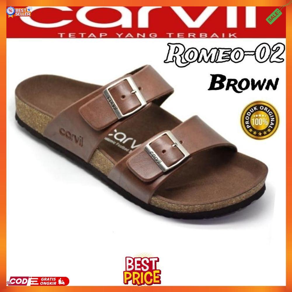SANDAL CARVIL SELOP PRIA COWOK DEWASA CASUAL HITAM SENDAL FASHION KULIT SINTETIS PREMIUM SIZE 38/44 