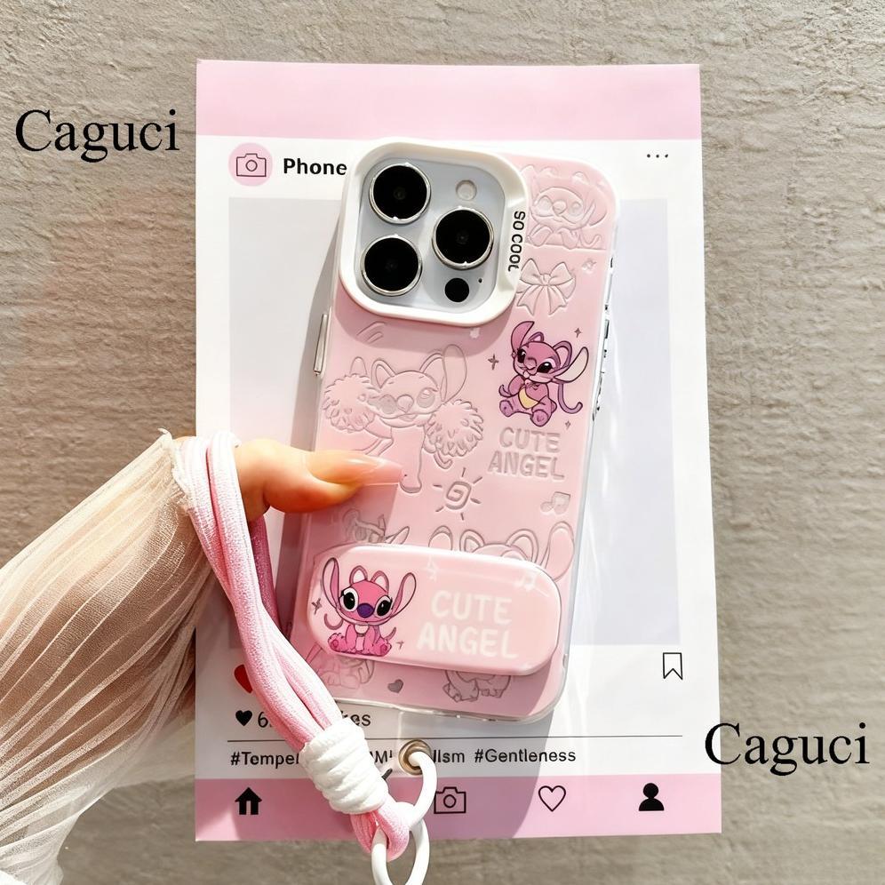 CUCI GUDANG Lucu Kartun Stitch Mirror Penopang Casing HP Untuk Samsung S20 S21 S22 S23 S24 S25 Plus 