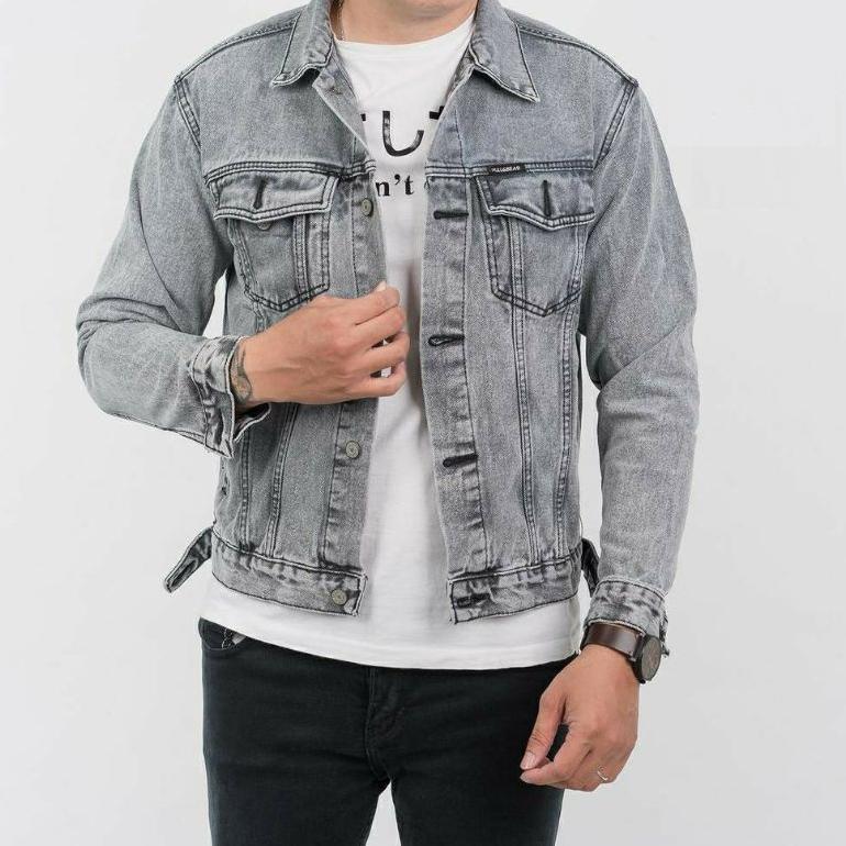 Garansi Jaket Pria Keren Jeans Sandwash Slim Fit Jaket Denim Bandung Lengan Panjang