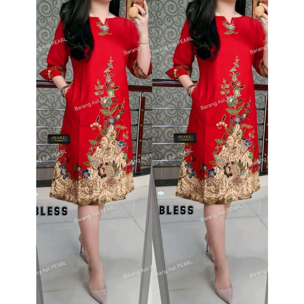 Diskont Dress Batik Premium Mewah Tunik Atasan Wanita Trendy