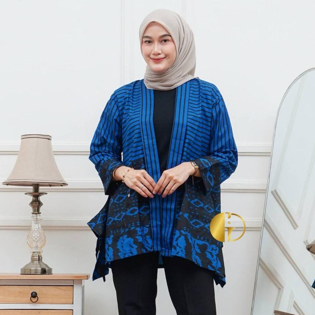 Premium Hsp - Outer Sakura Batik Polimikro Kondangan Seragam Kerja / Formee Outfit / Lengan Panjang 