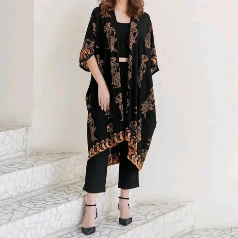 Saless Cardi Vest Outer Cardigan Batik Wayang Paris Bahan Paris