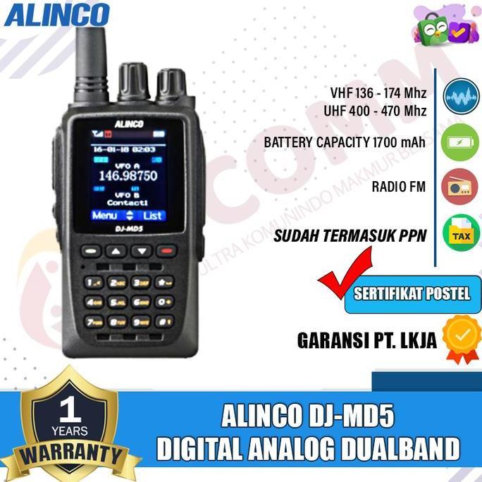 Alinco Dj Md 5 Dj-Md5 Dmr Dualband Vhf Uhf 400 Ht Digital Alinco DJ MD5 Dj Md 5 Original Garansi 1 T