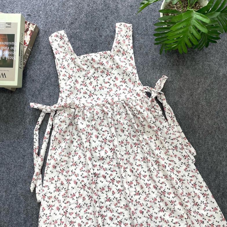 Unik Himari Midi Dress | Dress Midi Korea | Overall Korean Style | Sloopy Motif Bunga / Overall Jumb