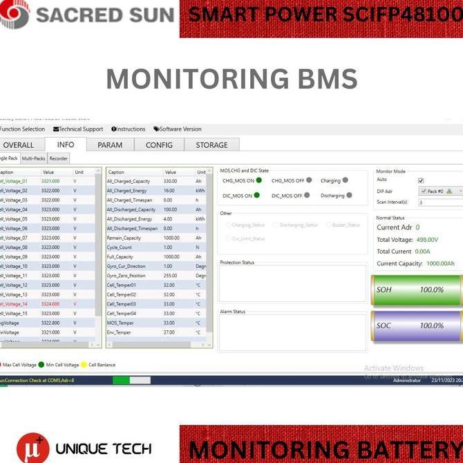 TOOLS MONITORING DATA BMS SACRED SUN SMART POWER SCIFP48100 SACREDSUN