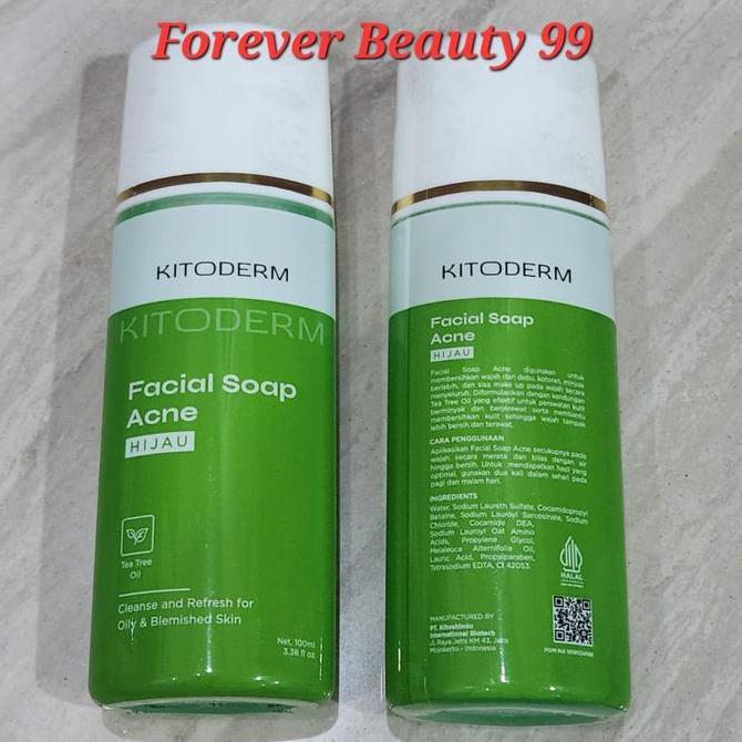 Kitoderm Facial Soap Acne Tea Tree Oil (Hijau) - Sabun muka jerawat