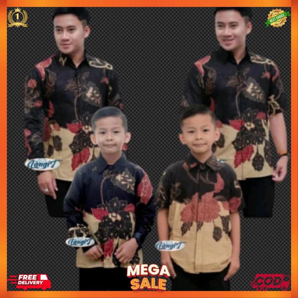 TERBARU COUPLE BATIK AYAH DAN ANAK LAKI-LAKI //BATIK PRIA COUPLE MOTIF MAWAR HITAM [J2]