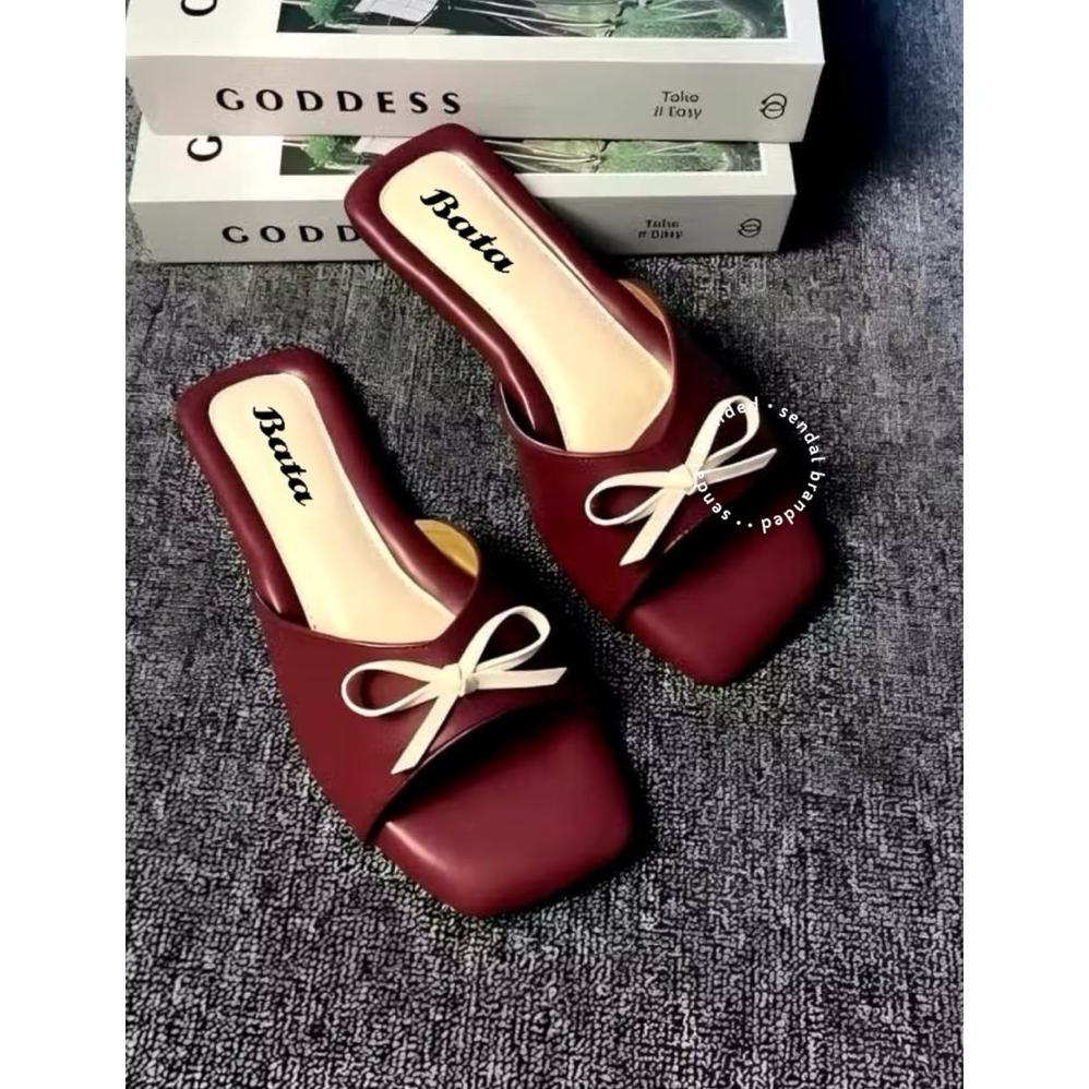 Official Sandal Wanita Bata Sendal Teplek Casual Platform Kekinian Pita Flat Shoes Cewek