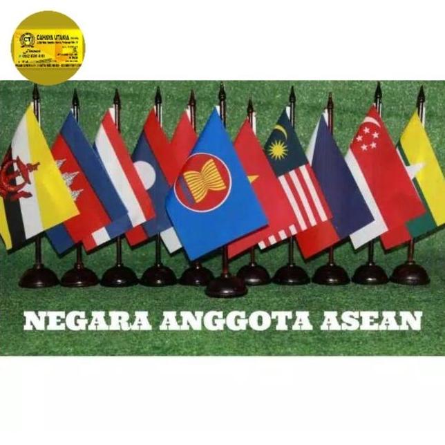 BENDERA MEJA ASEAN SATU SET BENDERA ASEAN
