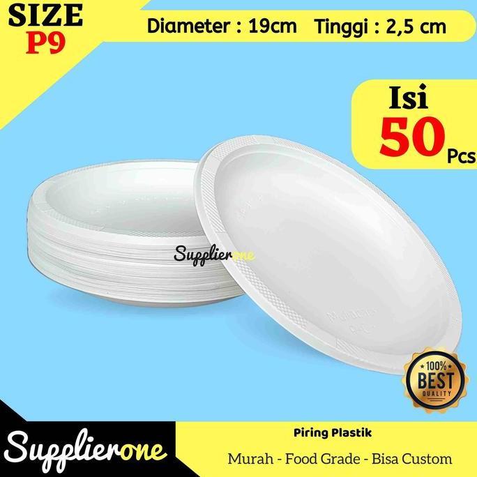 Piring Plastik / Piring Plastik Putih Susu / Piring Plastik Isi 50Pcs