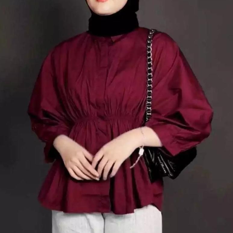 SUPER DEAL AIKO SHIRT BLOUSE KEMEJA KERUT WANITA/ AIKO SHIRT BLOUSE/ BLOUSE WANITA KEKINIAN BAHAN KA