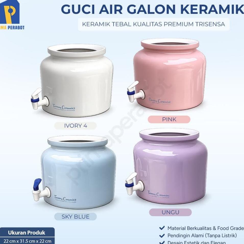 Guci Galon 12 Liter Dispenser Air Gentong Air Keramik Polos Trisensa