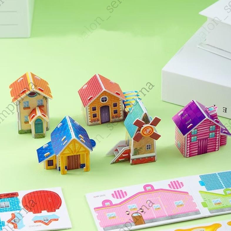 murah 3d puzzle diy mainan edukasi puzzle 3d anak miniatur diy rumah