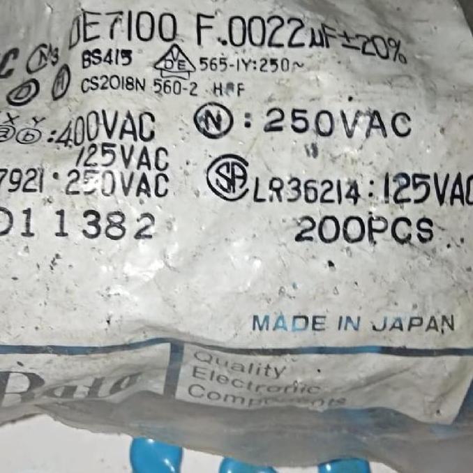 KAPASITOR CERAMIC 222 250V 2.2NF 250V 2N2 250V YATZ27