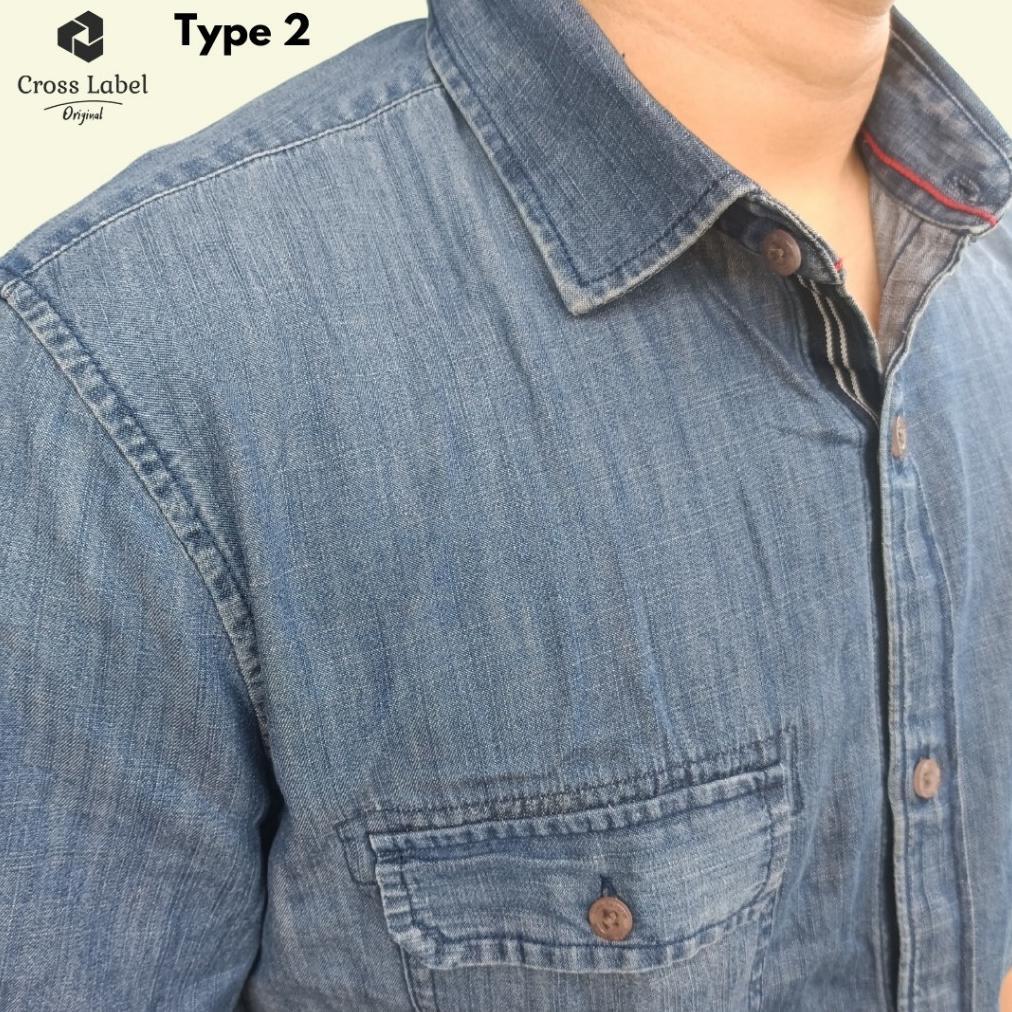 Diskon Denim Shirt Pocket Washing - Kemeja Denim Pria