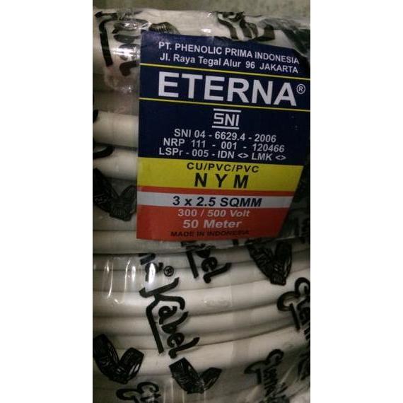 Promo Kabel Eterna Nym 3X2,5 / Kabel Listrik Eterna Nym 3X2.5 |Per Roll 50 M