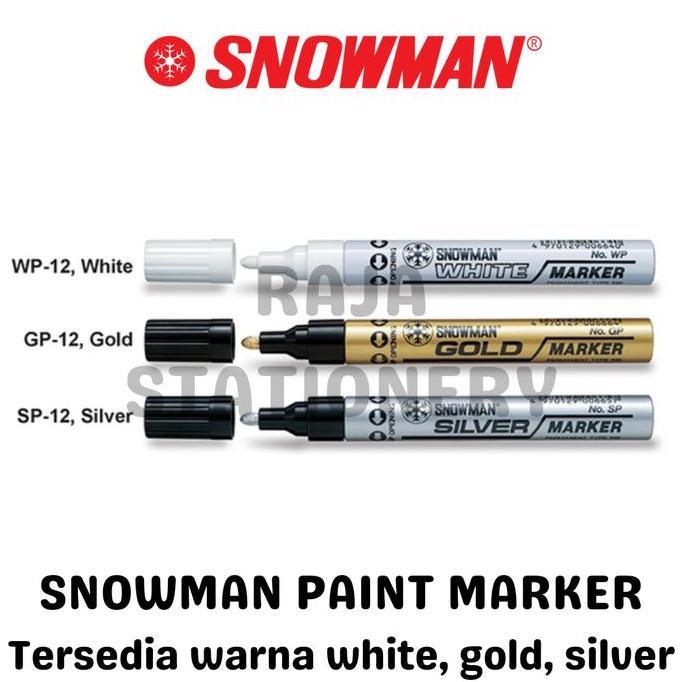 Snowman Paint Marker Spidol Snowman Putih Gold Silver Permanent Marker