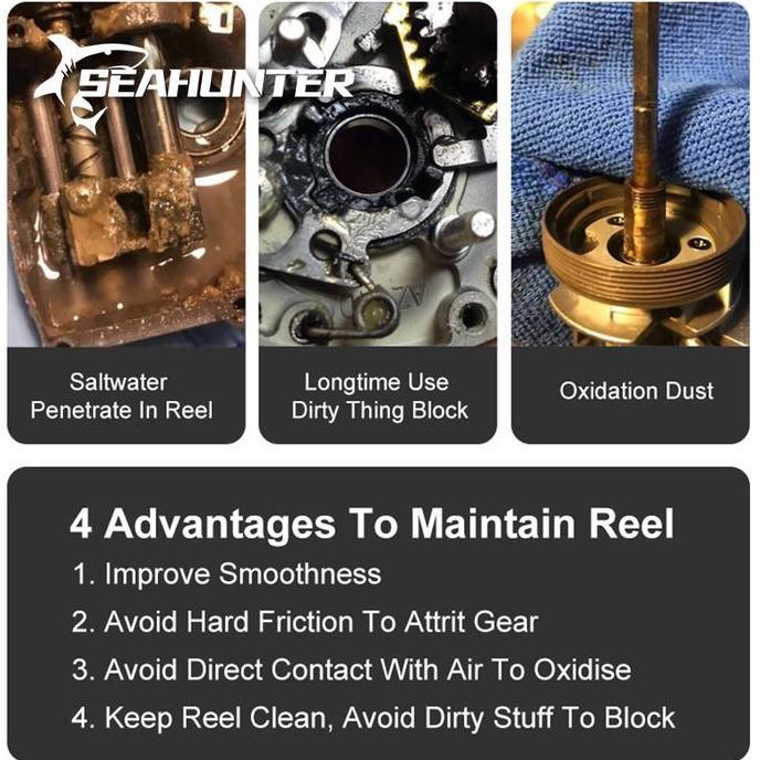 [OFFICIAL] SeaHunter Pelumas Reel Pancing Oil & Grease (20mlx2 Buah), Anti Karat Tahan Air, Cocok un