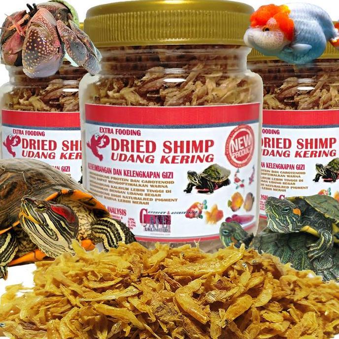 UDANG KERING PAKAN REPTILE KURA AIR BRAZIL IKAN CHANA KEONG KELOMANG TURTLE FOOD BRAZIL RES MAKANAN 