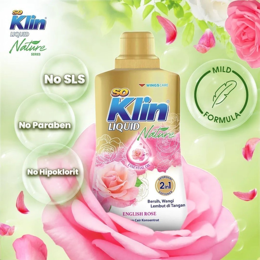 Soklin Deterjen Cair 2in1 Softener English Rose Botol 700 ml x4 - Gambar 2