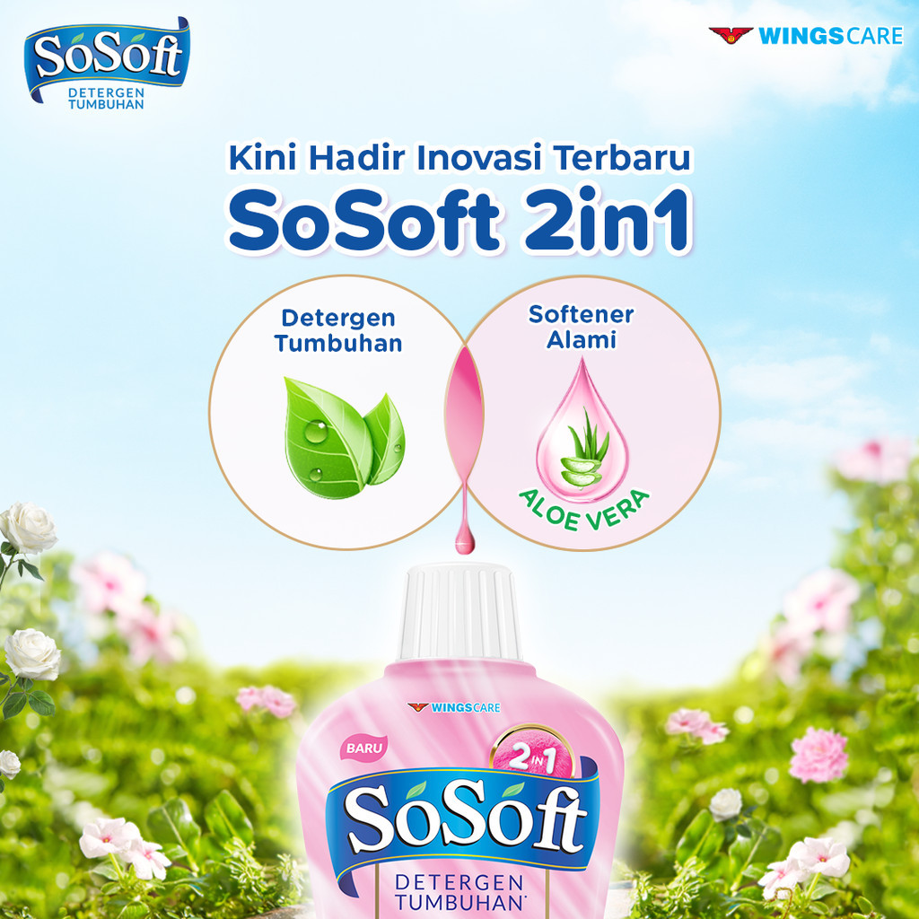 SoSoft Deterjen Cair Sweet Peony Natural Perfume Botol 700 ml x3 - Gambar 3