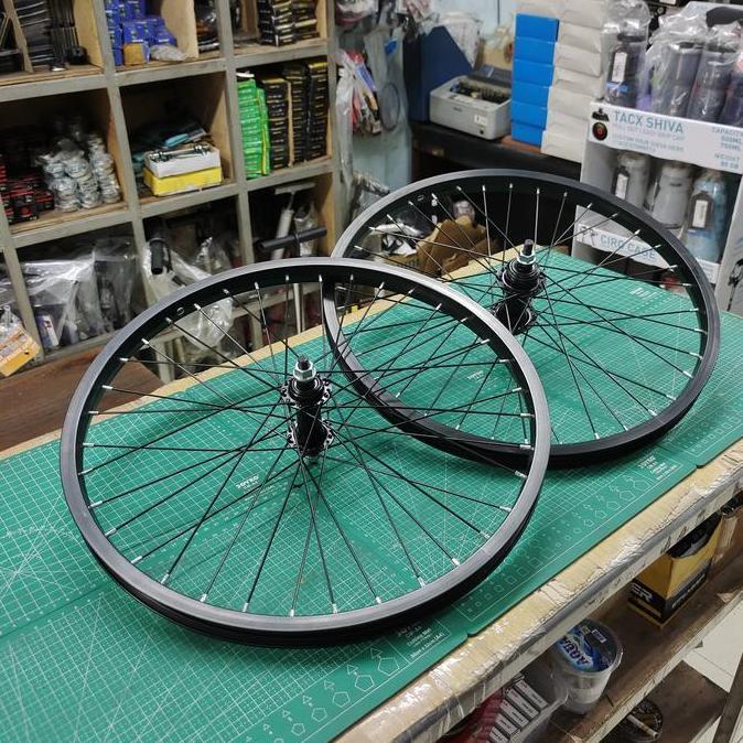 Wheelset Velg Set Jari Jari 20 BMX Lipat Hitam Satuan