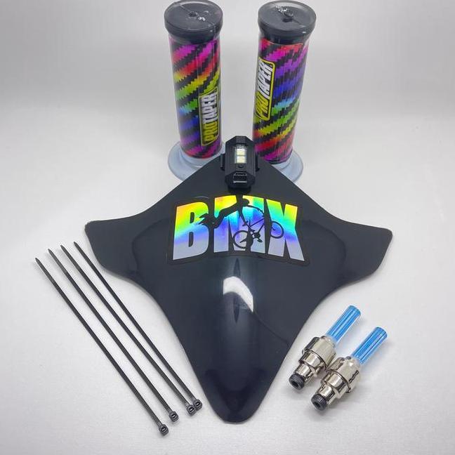Paket Komplit Visor Sepeda Bmx Stiker Hologram Bmx Lampu Tempel Lampu Tutup Pentil Nyala Handgrip Pe