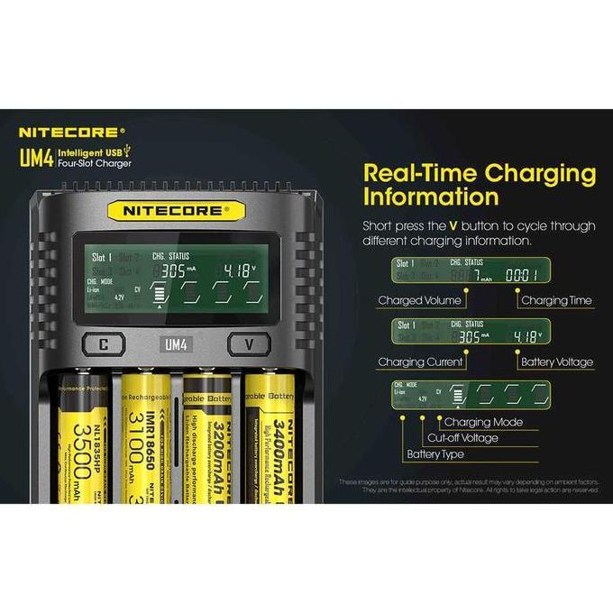 Nitecore Intelligent Usb Charger Baterai 4 Slot Li-Ion Nimh - Um4