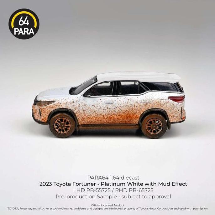 PB-65725 - PARA64 2023 TOYOTA FORTUNER PLATINUM WHITE WITH MUD EFFECT - DIECAST MOBIL MODEL MINIATUR