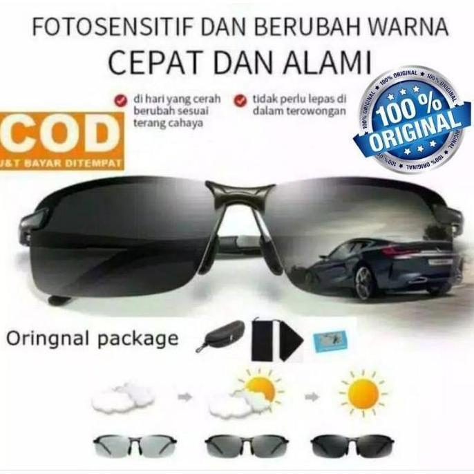 Kacamata Polarized Photochromic Pria Wanita / Kacamata Anti Silau Siang Malam Polarized Photochromic