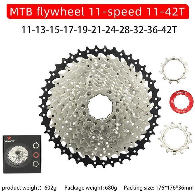 Wake Sprocket 11 Speed 11 - 42T Silver Gear Cassette Sepeda MTB [terbaik]