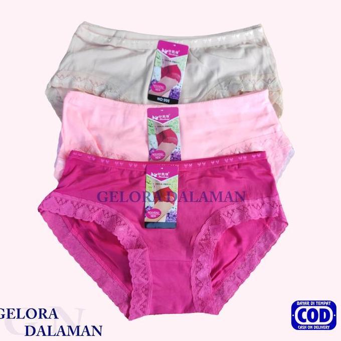 3 Pcs Cd Perempuan Celana Dalam Wanita Model Renda Sempak