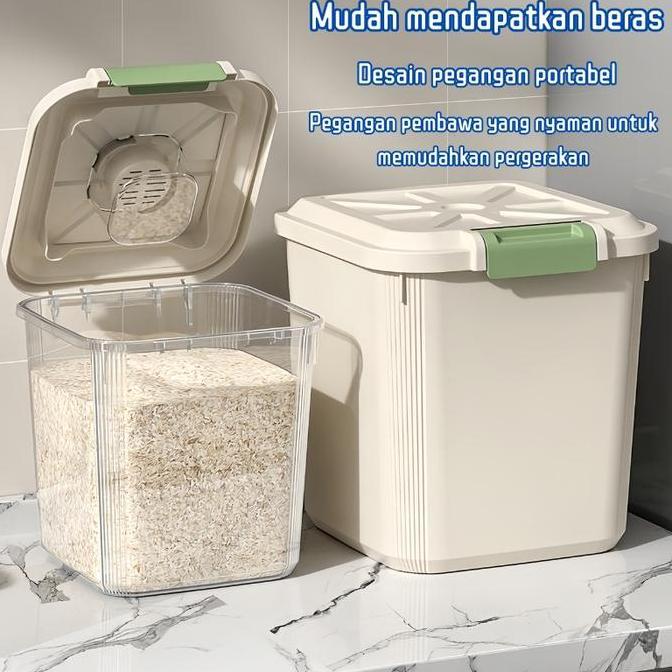 tempat beras 25kg model baru tempat beras aesthetic tempat beras 5 kg storage tempat beras kaca  tem