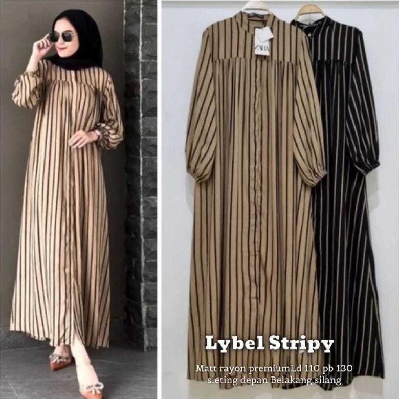 Premium Triana Dress / Gamis Rayon Premium / Gamis Rayon Motif Salur
