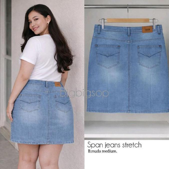 ROK SPAN JEANS STRETCH BIG SIZE MINI POLOS PJ 3/4 SELUTUT MATERIAL PREMIUM UKURAN XL-5L KUALITAS ORI