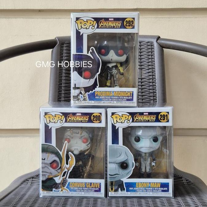 FUNKO POP AVENGERS INFINITY WARS 290 CORVUS GLAIVE - 291 EBONY MAW - 292 PROXIMA MIDNIGHT ACTION FIG
