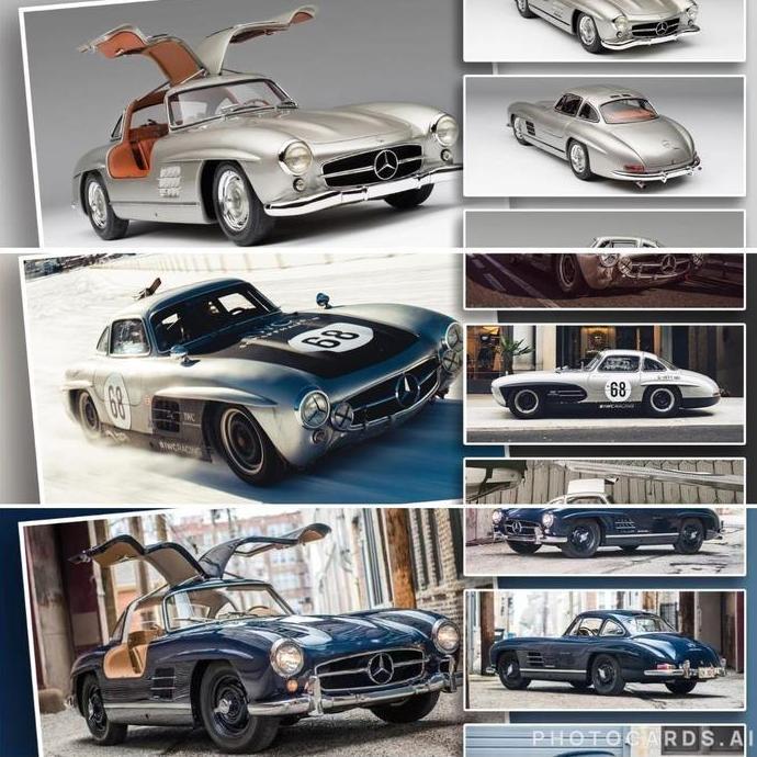DCM 1/64 300SL MERCEDES BENZ GULLWING W198 IWC SCHAFFHAUSEN LIVERY SILVER BLUE BROWN INTERIOR DIECAS