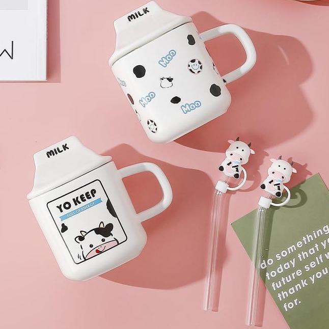 Cow Milk Mug Gelas Cangkir Susu Keramik Bentuk Sapi Hadiah Kado Anak Imut Lucu Estetik